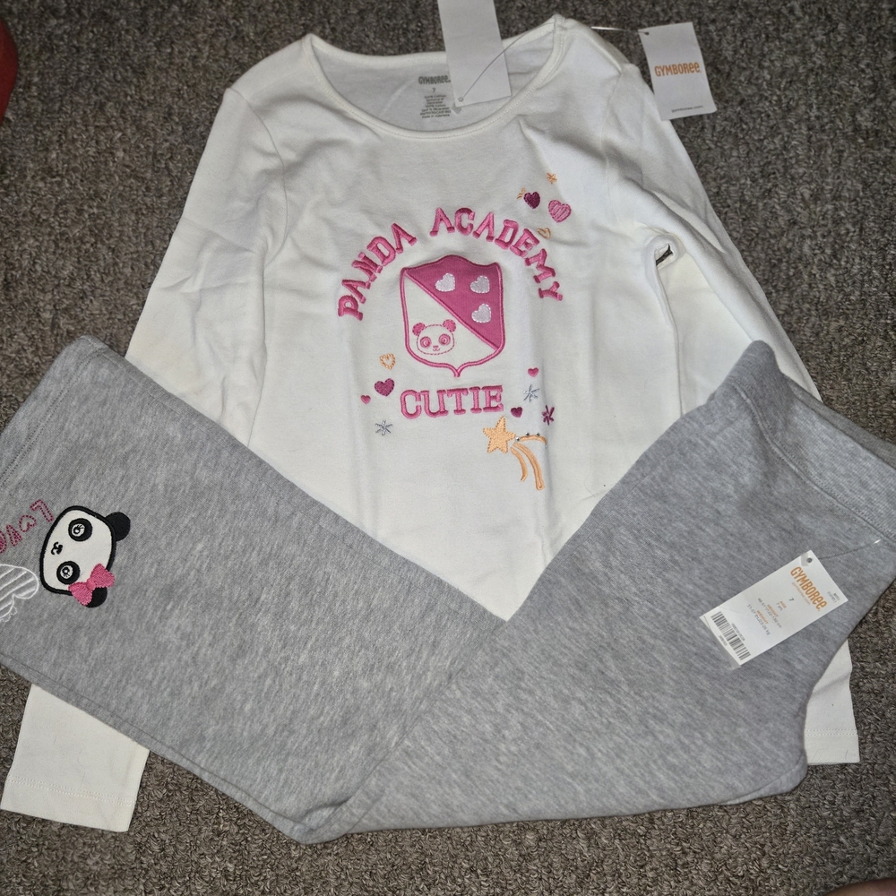 Gymboree Panda Academy Cutie Pajama Set - White and Gray